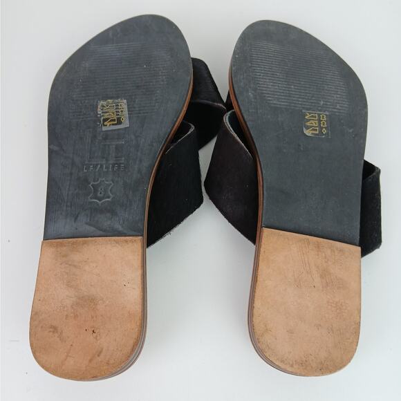 LFL LF/Life SZ 8 Mira Black Pony Leather Slide Sandal - Picture 8 of 9